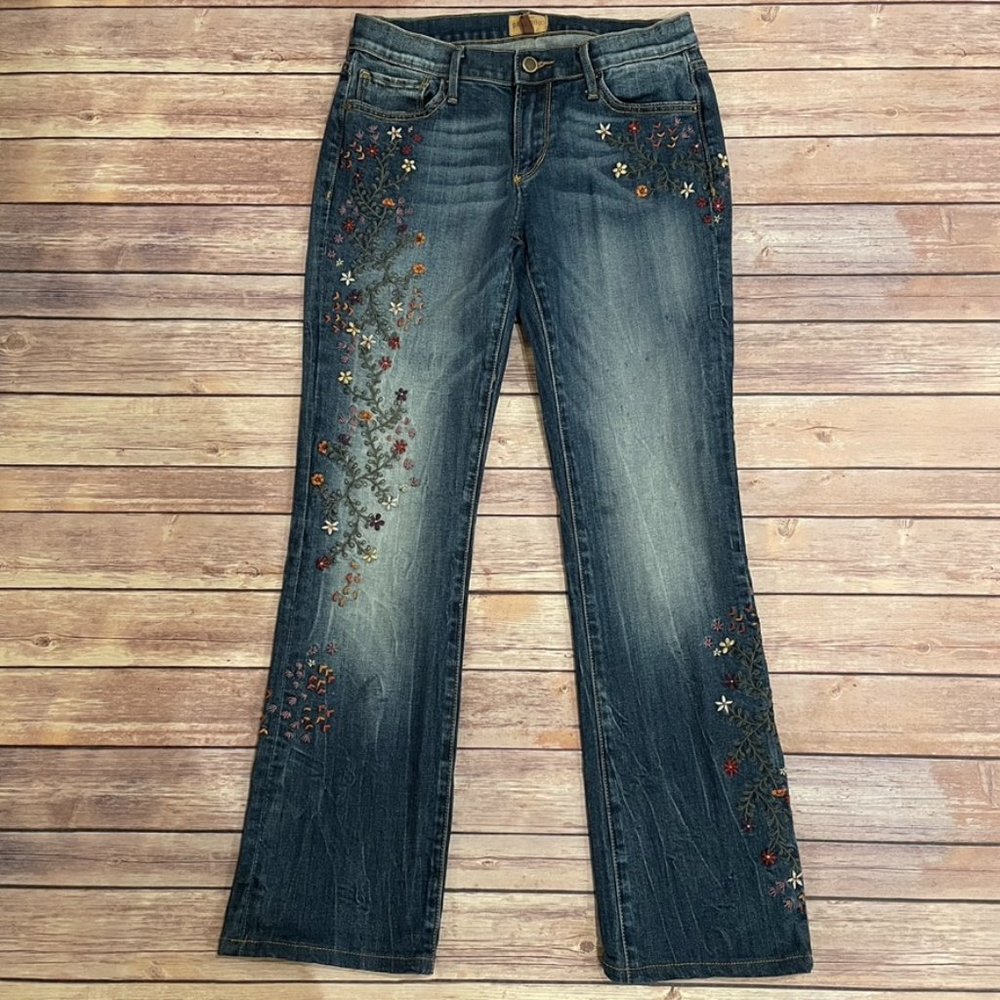 Driftwood Kelly Bootcut Jeans Floral Embroidered